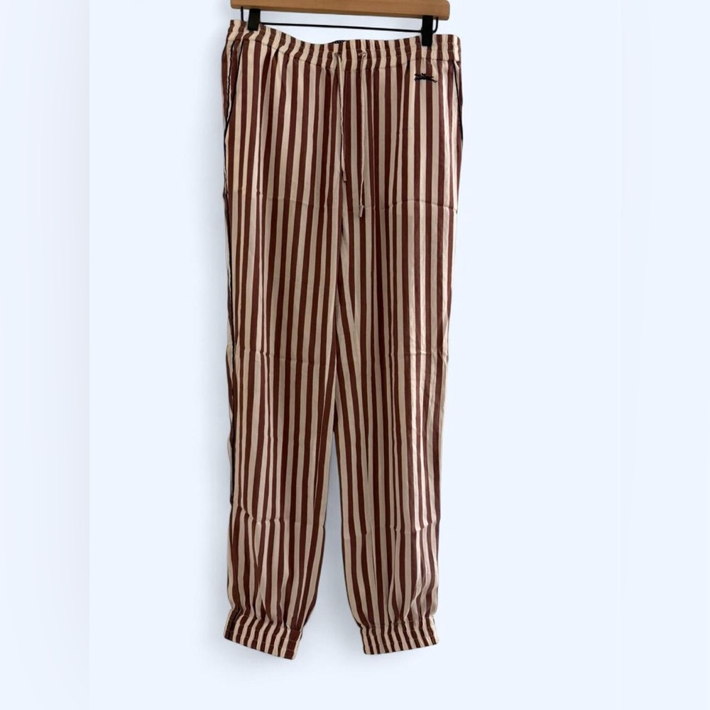 Longchamp Brown and White Striped Women Pants